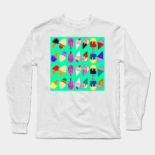 Ice Cream Flavour Green Background Long Sleeve T-Shirt
